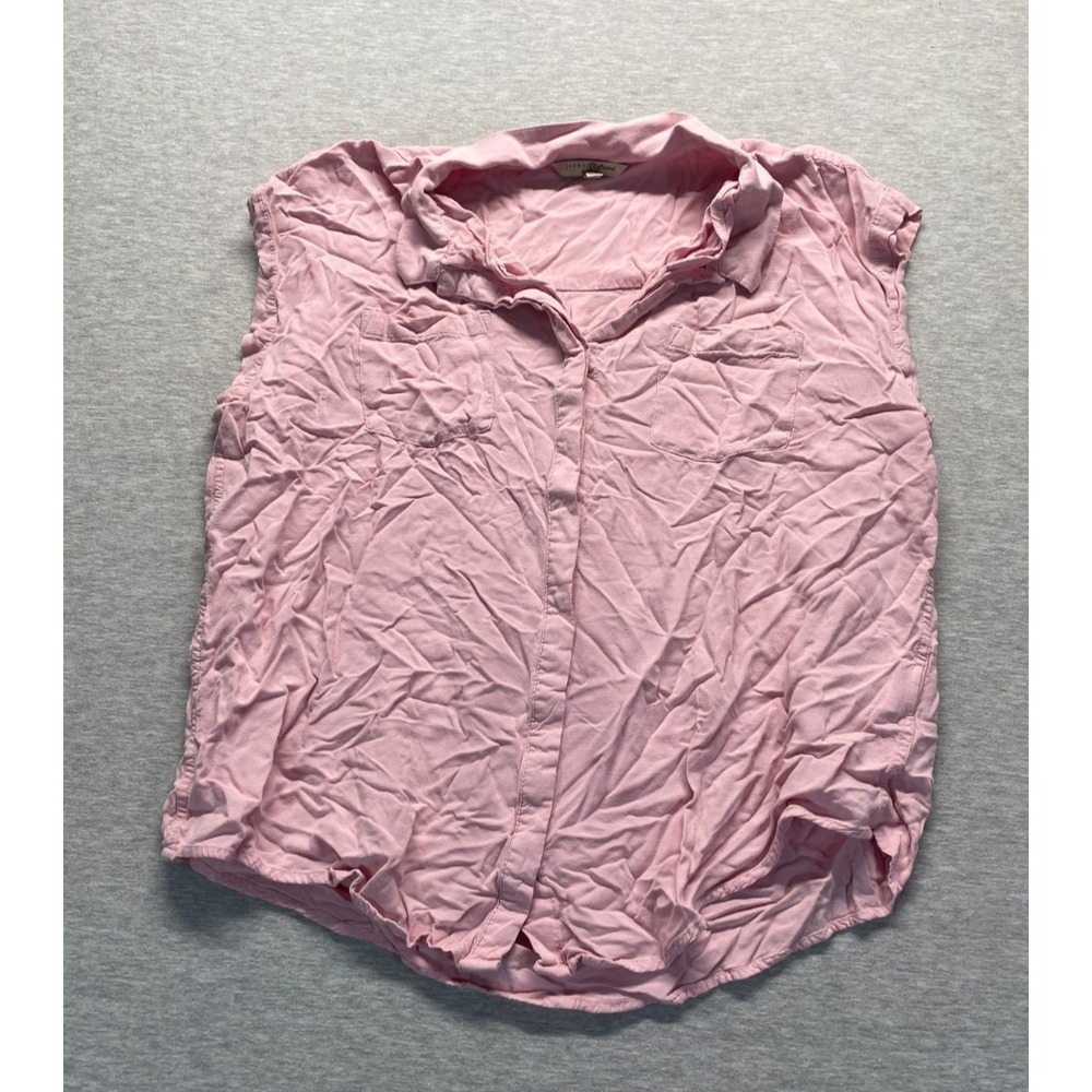Jachs New York Girlfriend Shirt Top Womens 2XL Pink Rayon Sleeveless Button Up